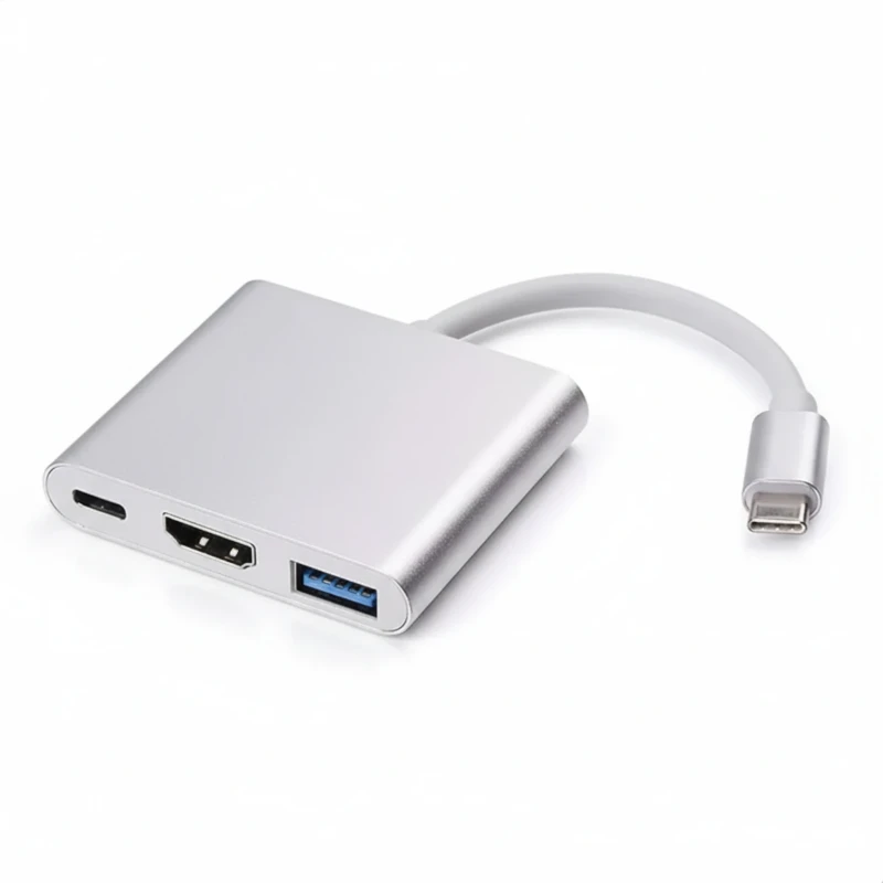 محول Type-C إلى HDMI متعدد المنافذ – تصميم 3 في 1