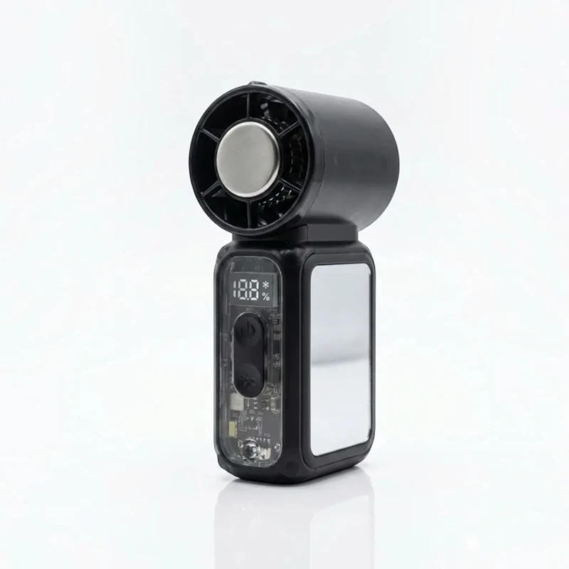 مروحة يدوية مع قرص تبريد – شاشة بطارية ومرآة