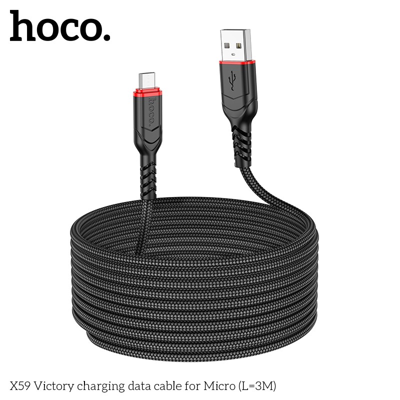كابل شحن HOCO X59 Micro بطول 3 متر – نايلون مجدول 2.4A