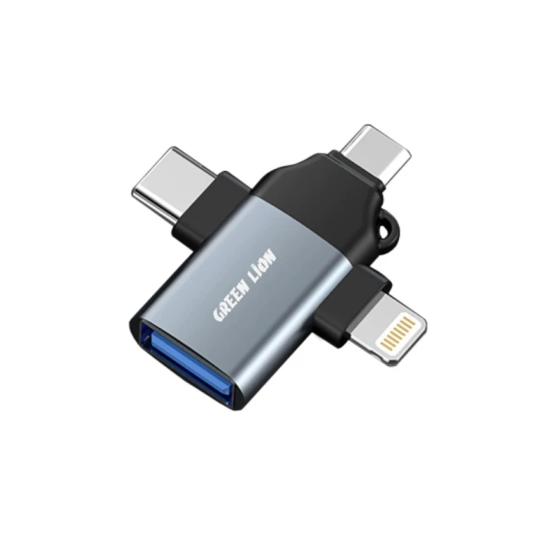 محول OTG Green Lion ثلاثة في واحد – Lightning وMicro وUSB-C