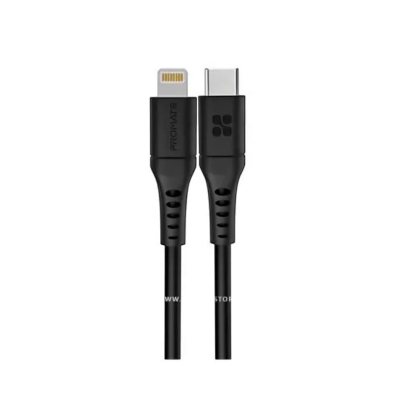 كابل Promate PowerLink-120 – Lightning أسود
