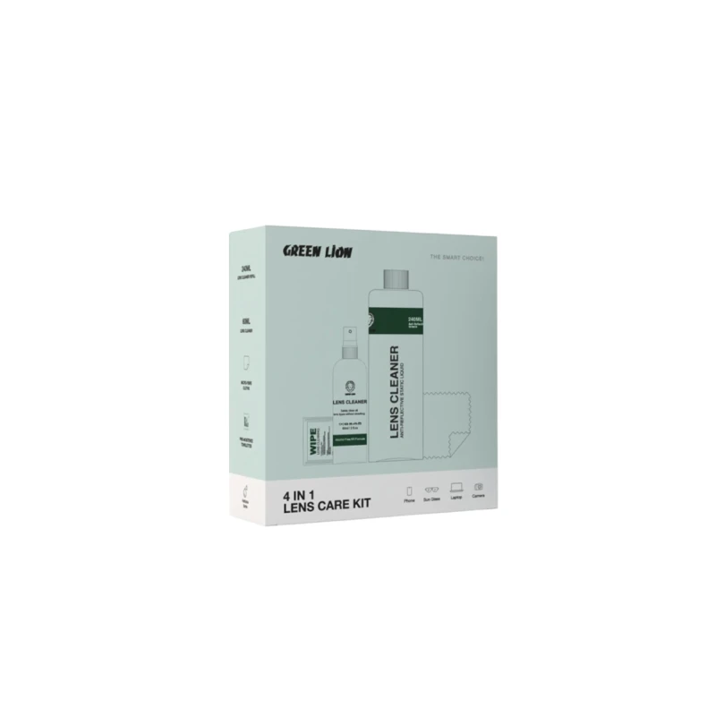 طقم تنظيف عدسات Green Lion ‏4 في 1 مع قماش مايكروفايبر
