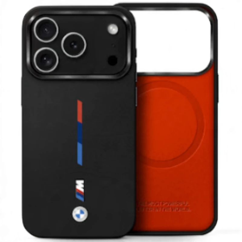 كفر BMW MagSafe لهاتف iPhone 17 Pro – اسود Tricolor Line