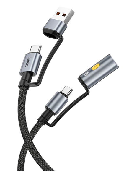 وصلة شحن و نقل معلومات HOCO U137 - تتميز بمدخلين USB و TYPE-C الى TYPE-C - تأتي مع قداحة الكترونية  للسيجارة
