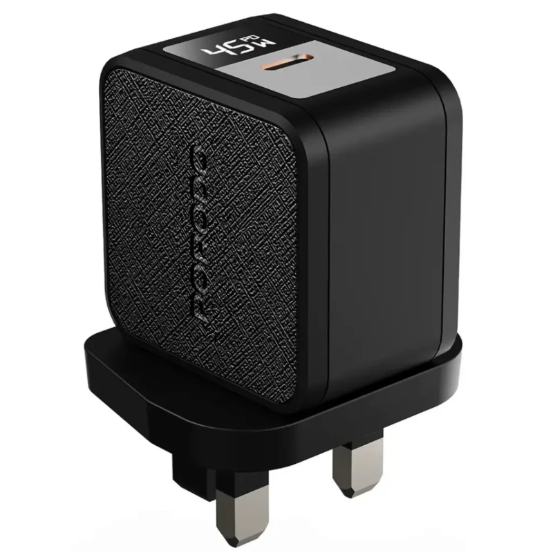 شاحن حائط GaN Porodo Quantum – 45 واط مع كابل USB-C اسود