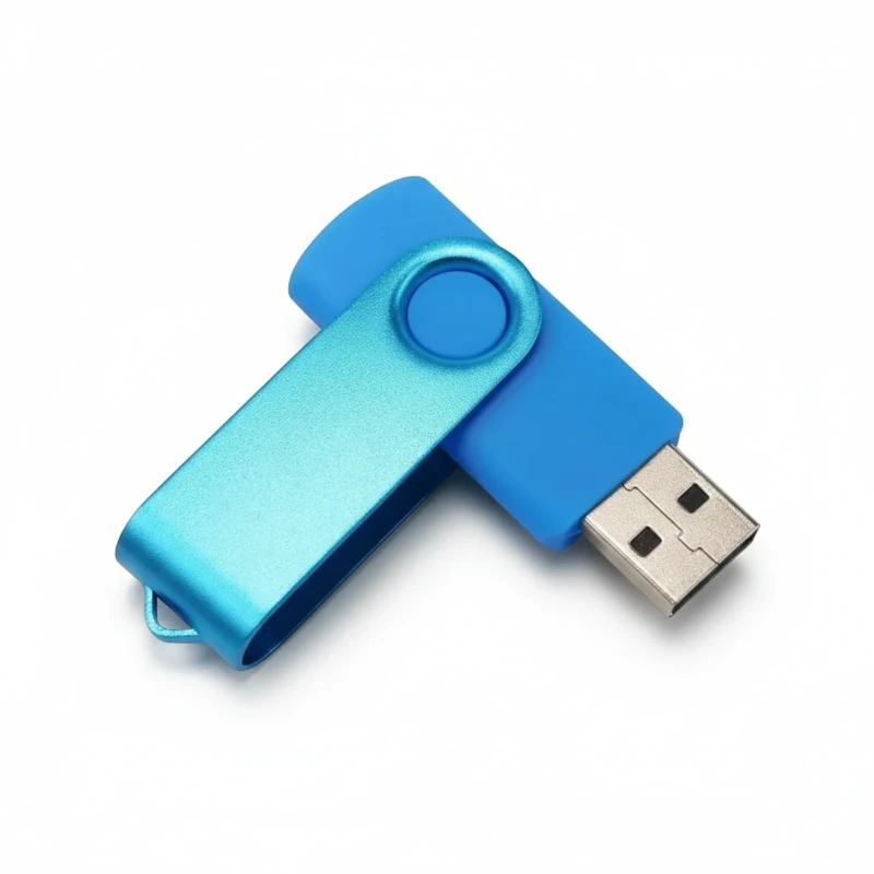 فلاشة USB معدنية دوارة سعة 64GB – لون أزرق