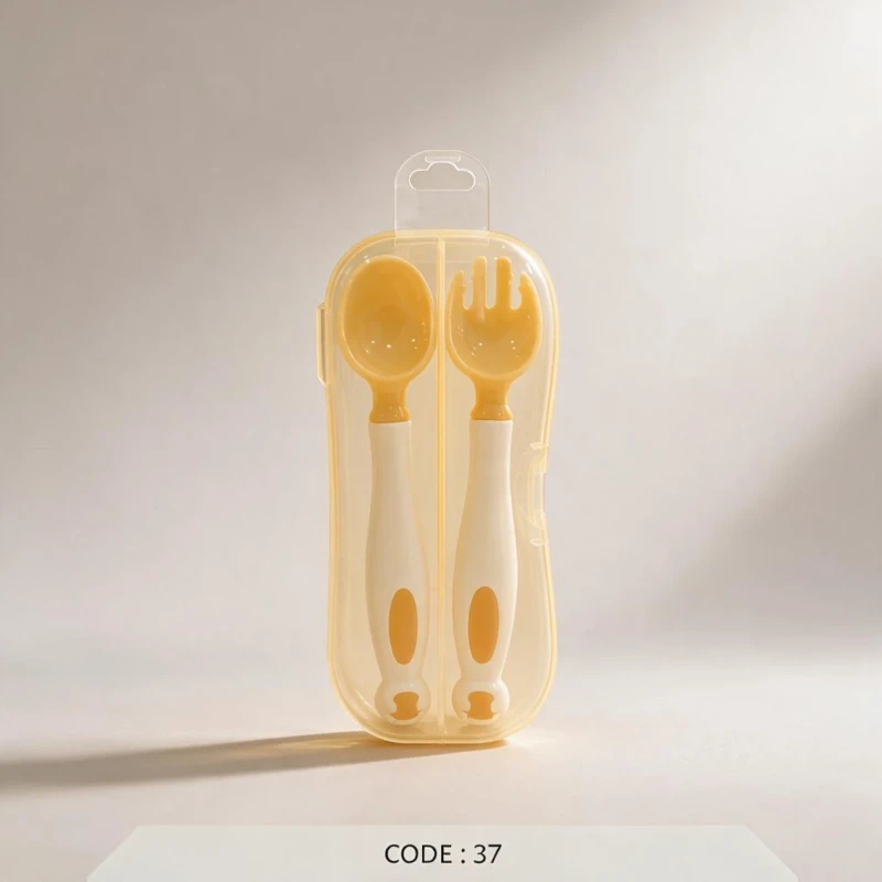طقم ملعقة وشوكة للأطفال مع علبة حفظ – code:37