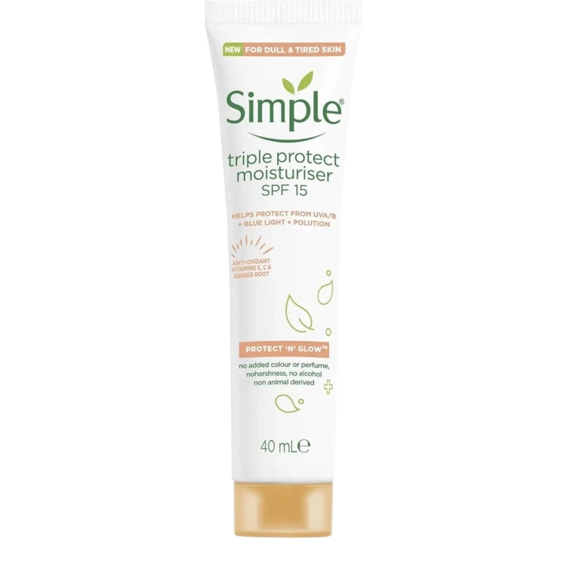 مرطب Simple ثلاثي الحماية مع واقي شمس SPF 15 – 40 مل