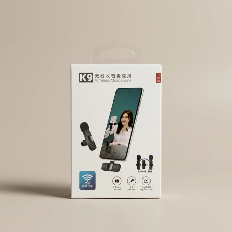 ميكروفون لاسلكي K9 للموبايل – يدعم استخدام ميكروفونين