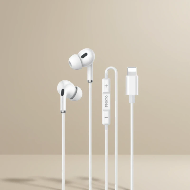 سماعة أذن سلكية YESIDO YH52 بمنفذ Lightning للايفون مع تصميم داخل الأذن ومحرك ديناميكي 10mm