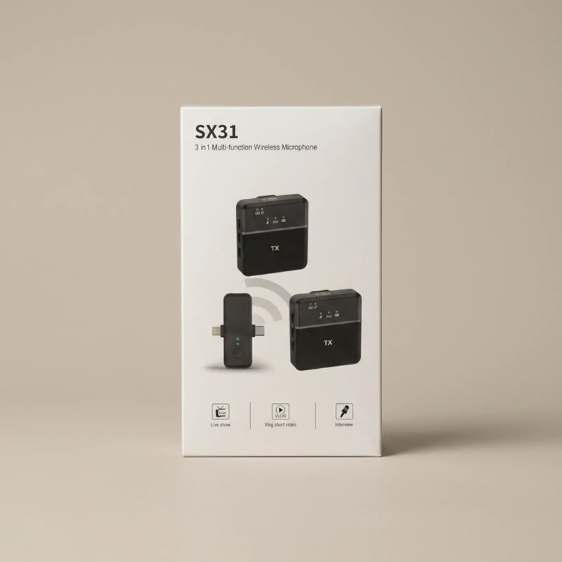 ميكروفون لاسلكي SX31 ‏3 في 1 – يدعم تسجيل شخصين