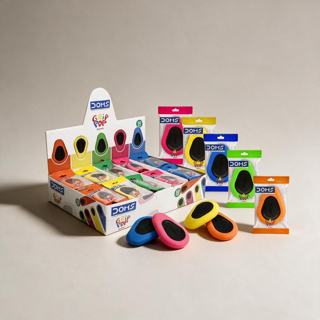 ممحاة DOMS Grip Pop بقبضة مريحة – ألوان متعددة
