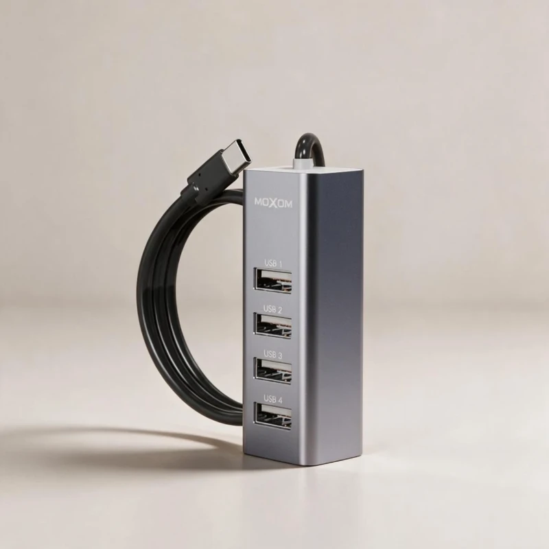 موزع USB هاب تايب سي 4 في 1 من MOXOM طول 0.8 متر – كود MX-HB05