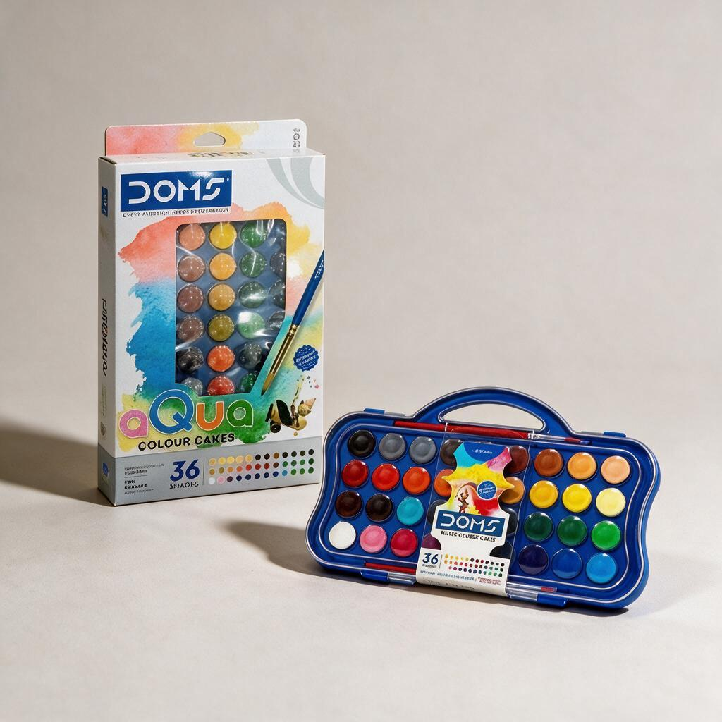 ألوان مائية أقراص DOMS Aqua – 36 لوناً مع فرشاة