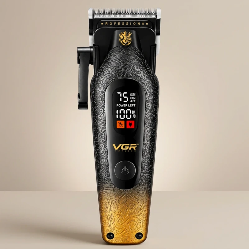 ماكينة قص الشعر الاحترافية VGR V-879C بشاشة رقمية وذراع ضبط جانبي