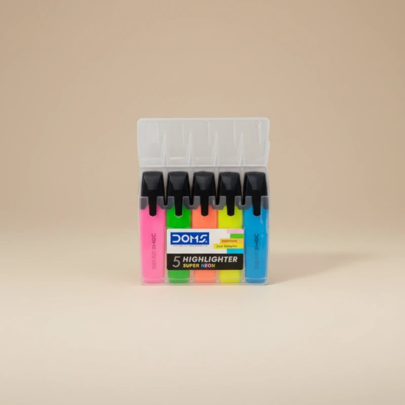 علبة أقلام تأشير DOMS Super Glow متعددة الألوان